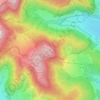 Mappa topografica Spießhorn, altitudine, rilievo