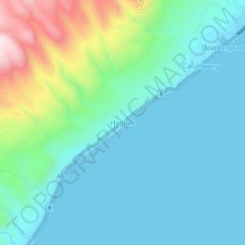 Mappa topografica Hagdan, altitudine, rilievo