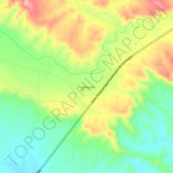 Mappa topografica Huarejana, altitudine, rilievo