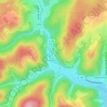 Mappa topografica Palaizot, altitudine, rilievo