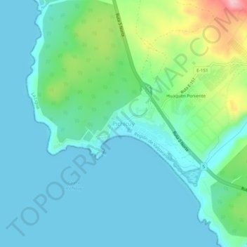 Mappa topografica Pichicuy, altitudine, rilievo