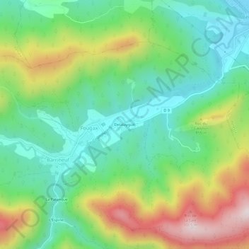 Mappa topografica Delalaygue, altitudine, rilievo
