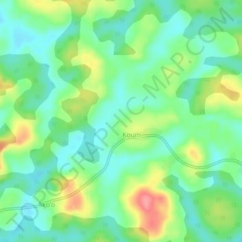 Mappa topografica Koum, altitudine, rilievo