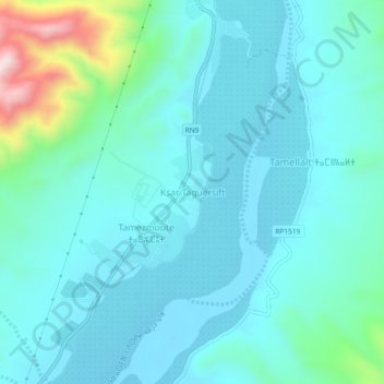 Mappa topografica Ksar Taguersift, altitudine, rilievo