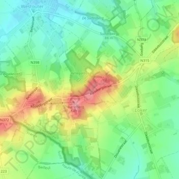 Mappa topografica Rodeberg, altitudine, rilievo