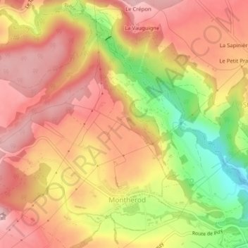 Mappa topografica Les Voëttes, altitudine, rilievo