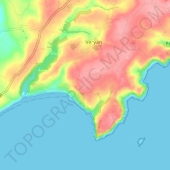 Mappa topografica Carne, altitudine, rilievo