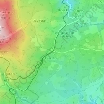 Mappa topografica Drei Annen Hohne, altitudine, rilievo