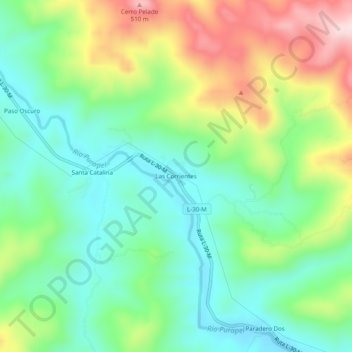 Mappa topografica Las Corrientes, altitudine, rilievo