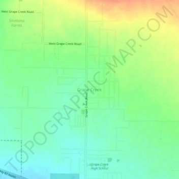 Mappa topografica Grape Creek, altitudine, rilievo