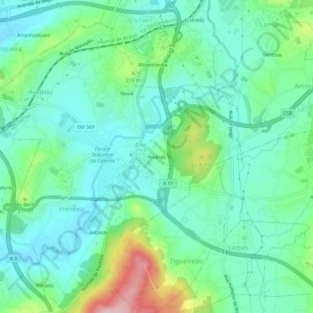 Mappa topografica Andrias, altitudine, rilievo