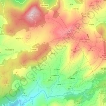 Mappa topografica Barral, altitudine, rilievo