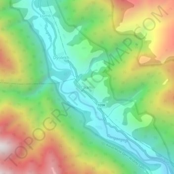 Mappa topografica Chami, altitudine, rilievo