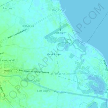 Mappa topografica Mandulongan, altitudine, rilievo