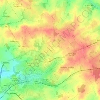 Mappa topografica Le Plessis, altitudine, rilievo