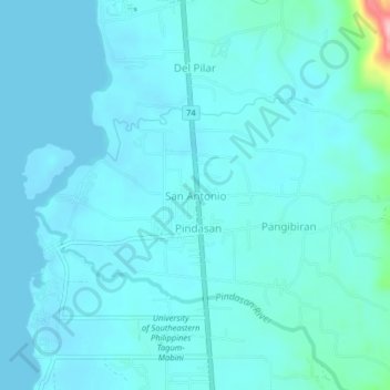 Mappa topografica San Antonio, altitudine, rilievo