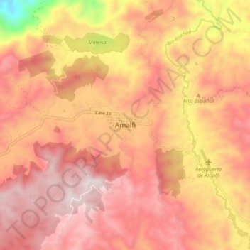 Mappa topografica Amalfi, altitudine, rilievo