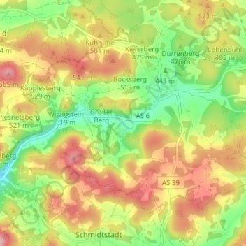 Mappa topografica Oberklausen, altitudine, rilievo
