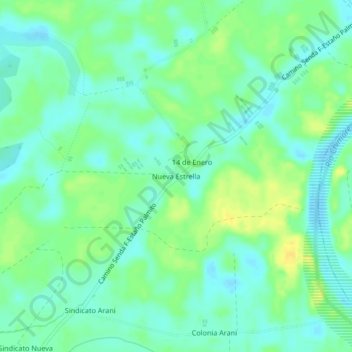 Mappa topografica Nueva Estrella, altitudine, rilievo