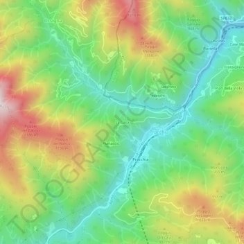 Mappa topografica La Casa, altitudine, rilievo