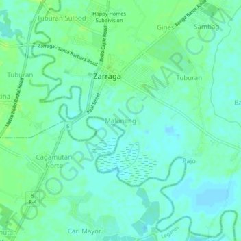 Mappa topografica Malunang, altitudine, rilievo