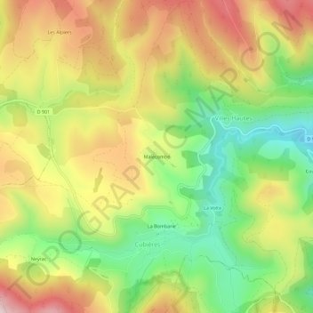 Mappa topografica Malecombe, altitudine, rilievo