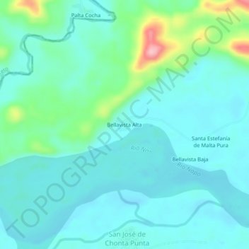 Mappa topografica Bellavista Alta, altitudine, rilievo