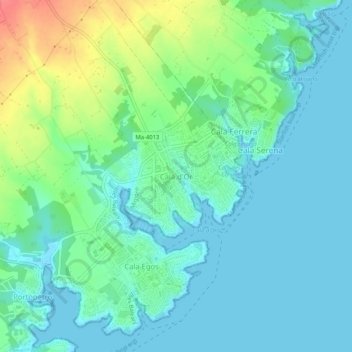 Mappa topografica Cala d'Or, altitudine, rilievo