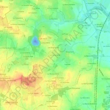 Mappa topografica La Conardière, altitudine, rilievo