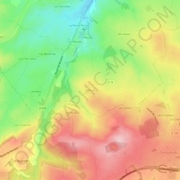 Mappa topografica Le Bouis, altitudine, rilievo