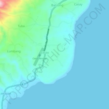 Mappa topografica Casay, altitudine, rilievo