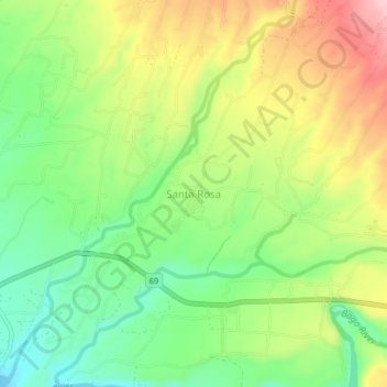 Mappa topografica Santa Rosa, altitudine, rilievo