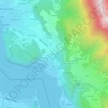 Mappa topografica Les Granges, altitudine, rilievo