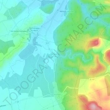 Mappa topografica Hameau de Cal, altitudine, rilievo