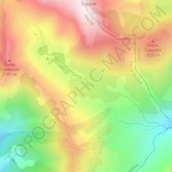 Mappa topografica Fontaine d'Isolo, altitudine, rilievo