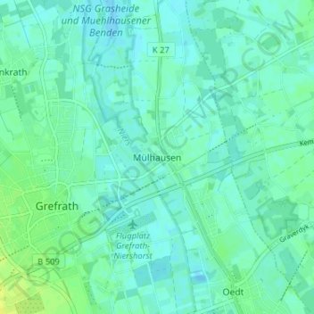 Mappa topografica Mülhausen, altitudine, rilievo
