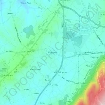 Mappa topografica Tremoceira, altitudine, rilievo