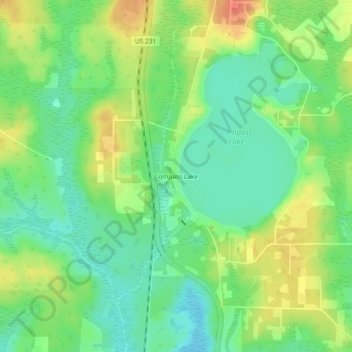 Mappa topografica Compass Lake, altitudine, rilievo