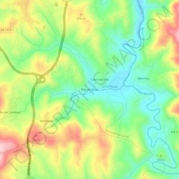 Mappa topografica Flor da Rosa, altitudine, rilievo