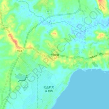 Mappa topografica 龙楼镇, altitudine, rilievo