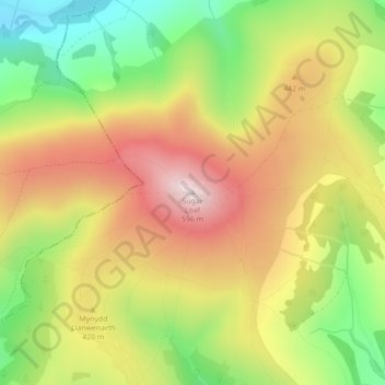 Mappa topografica Sugar Loaf, altitudine, rilievo