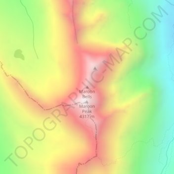 Mappa topografica Maroon Bells, altitudine, rilievo