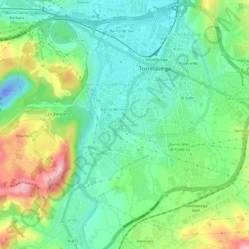 Mappa topografica Campuzano, altitudine, rilievo