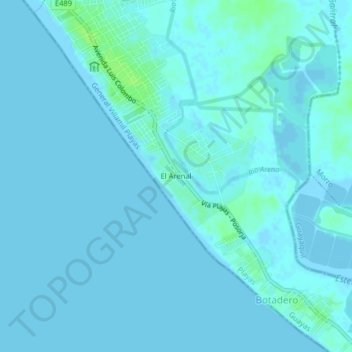 Mappa topografica El Arenal, altitudine, rilievo
