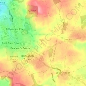 Mappa topografica Little Eppleton, altitudine, rilievo