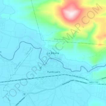 Mappa topografica La Ribera, altitudine, rilievo