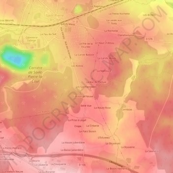 Mappa topografica Les Germendières, altitudine, rilievo