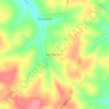 Mappa topografica Bairro São Bento, altitudine, rilievo