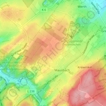 Mappa topografica Diepenlinchen, altitudine, rilievo