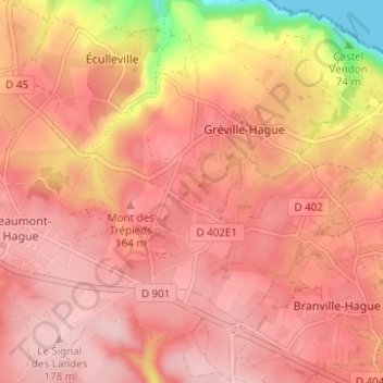 Mappa topografica La Rue de Gréville, altitudine, rilievo